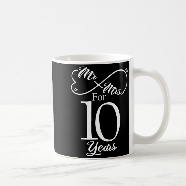 Mug Mr Mrs For 10 Years 1st Wedding Anniversary  (Droite)