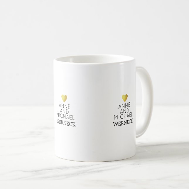 Mug Mr & Mrs prénoms / nom de famille, mariage d'amour (Devant droit)