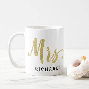 Mug MRS. Parties scintillant de typographie FAUX OR