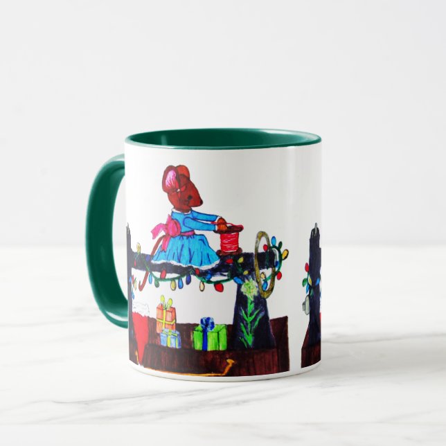 MUG MS. LA SOURIS FAIT UN CHAPEAU SANTA (Devant gauche)