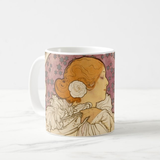 Mug Mucha Art nouveau femme beauté (Devant gauche)