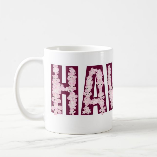 Mug Mufle de café de fleur de fleur rose hawaii (Gauche)