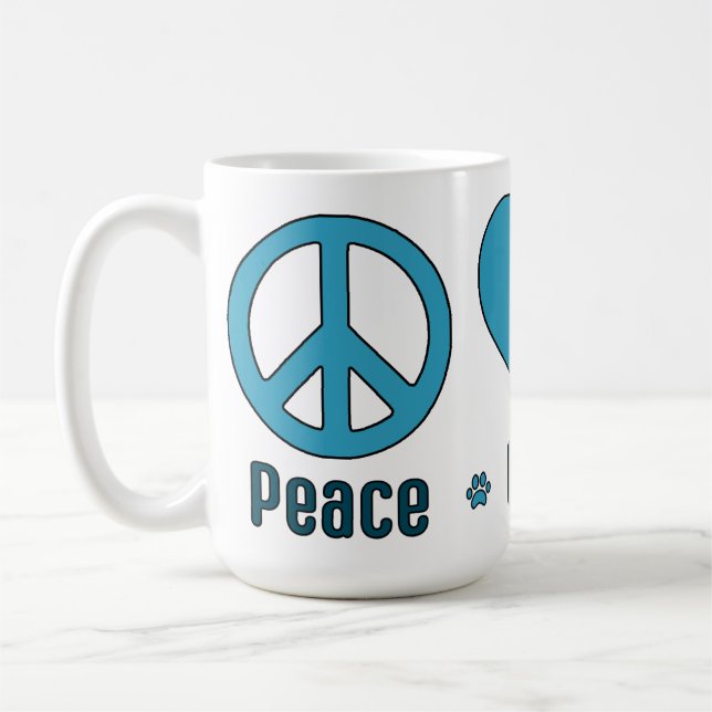 Mug Mug, Blue Design Peace Love BBG (Gauche)