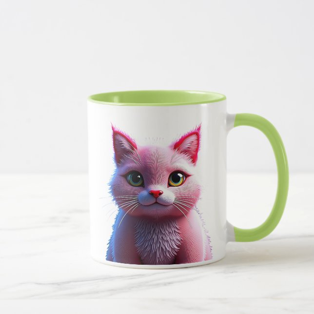 Mug Mug, buste de chat mignon rose et blanc   (Droite)
