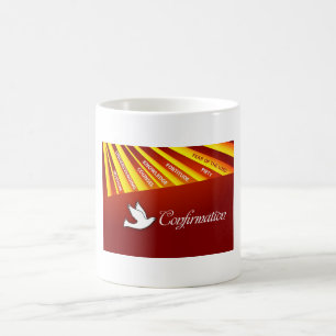 Mug Mug, confirmation, colombe sur rouge, rayons