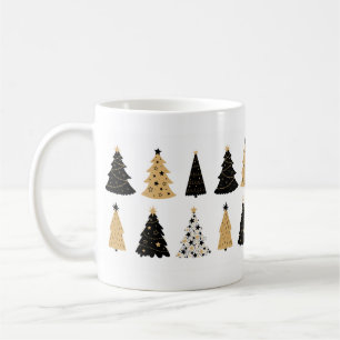 Mug Mug/Coupes blanches dans l'arbre de Noël noir et o