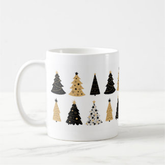 Mug Mug/Coupes blanches dans l'arbre de Noël noir et o
