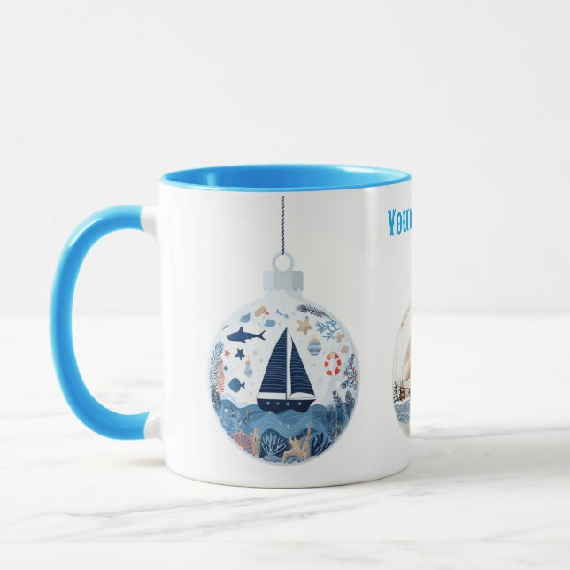 Mug "Mug de Noël Nautique Personnalisé - Hol Festif (Gauche)