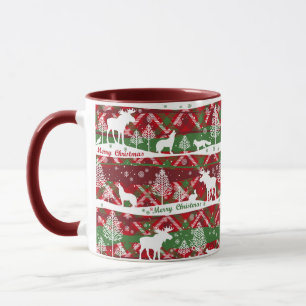 Mug Mug-Deux Tone-Rouge/Vert Scène de Noël