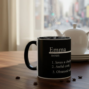 Mug “Mug en satin gris personnalisé avec nom”