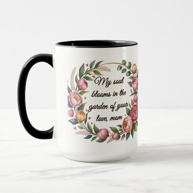Mug "Mug florale personnalisée avec un message de coeu (Gauche)