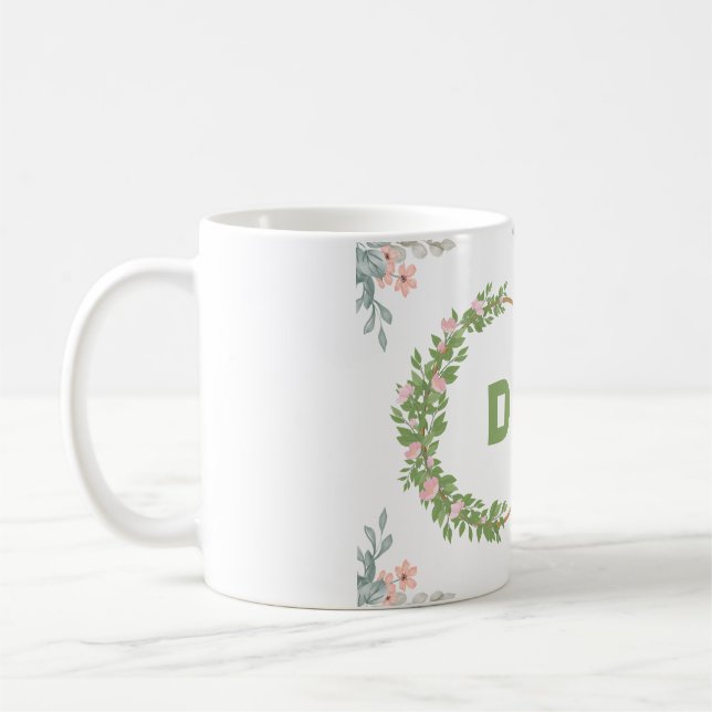 Mug "Mug initial floral vert et rose" (Gauche)