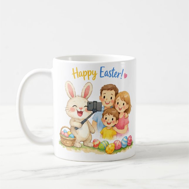 Mug « Mug selfie de lapin de Pâques joyeux »  (Gauche)