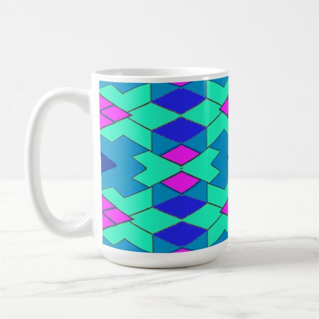 Mug Mug, Un motif géométrique multicolore dynamique (Gauche)