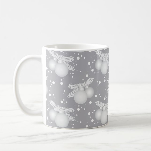 Mug Mugg med julgranskulor, grå (Gauche)