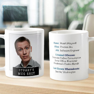 Mug Mugshot de nouveauté amusante Texte et photo perso