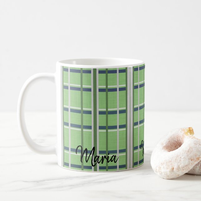 Mug Mugue à carreaux verts et blancs (Avec donut)