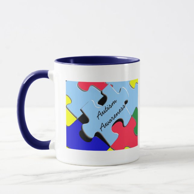 Mug Mugue à cœur de puzzle de ruban de sensibilisation (Gauche)