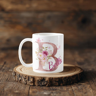 Mug Mugue à initiale florale personnalisée – Lettre B