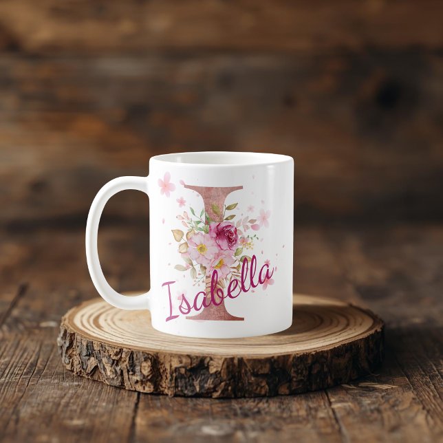 Mug Mugue à initiale florale personnalisée – Lettre I (Créateur téléchargé)