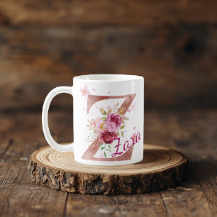 Mug Mugue à initiale florale personnalisée – Lettre Z
