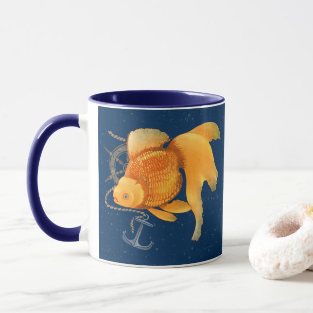Mug Mugue Ancre Barre de Navire Thème Marin (Avec donut)