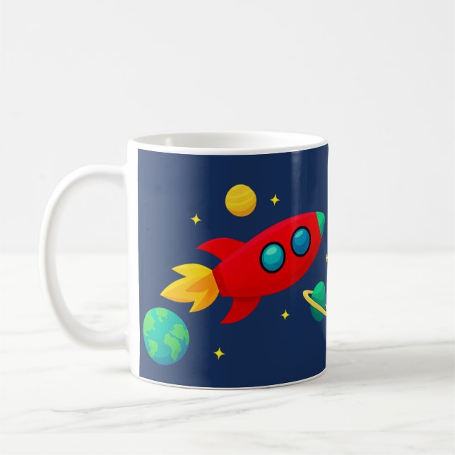 Mug Mugue Anniversaire Thème Spatial | Bleu Nuit  (Gauche)