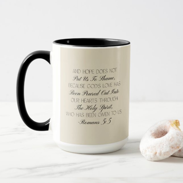 Mug Mugue avec verset biblique Romains 5:5 Espoir (Avec donut)