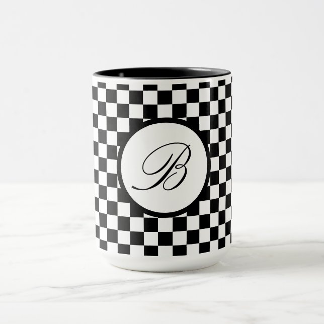 Mug Mugue carreaux noir monogrammé (Centre)