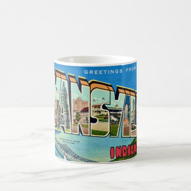 Mug Mugue Carte Postale Rétro Evansville IN (Centre)