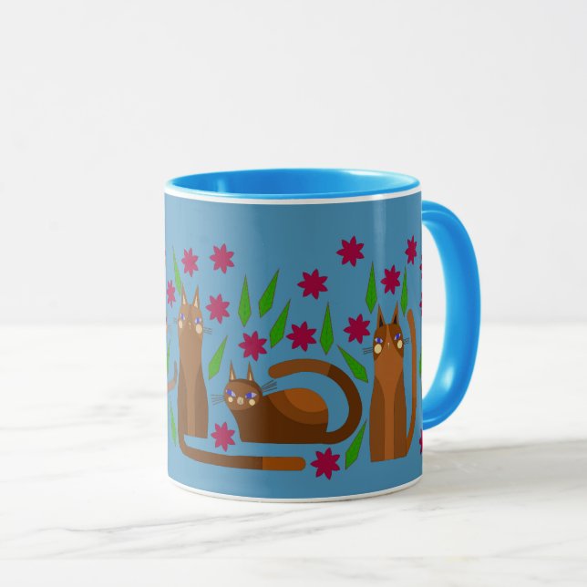MUG MUGUE CHAT MIGNON BLEU (Devant droit)