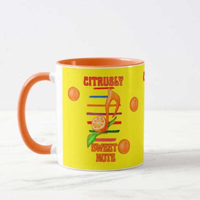 MUG MUGUE CITRON DÉCORÉ D'UNE NOTE DE MUSIQUE  (Gauche)