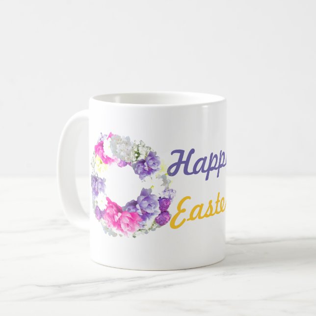 Mug Mugue Couronne Fleurie Joyeuses Pâques (Devant gauche)