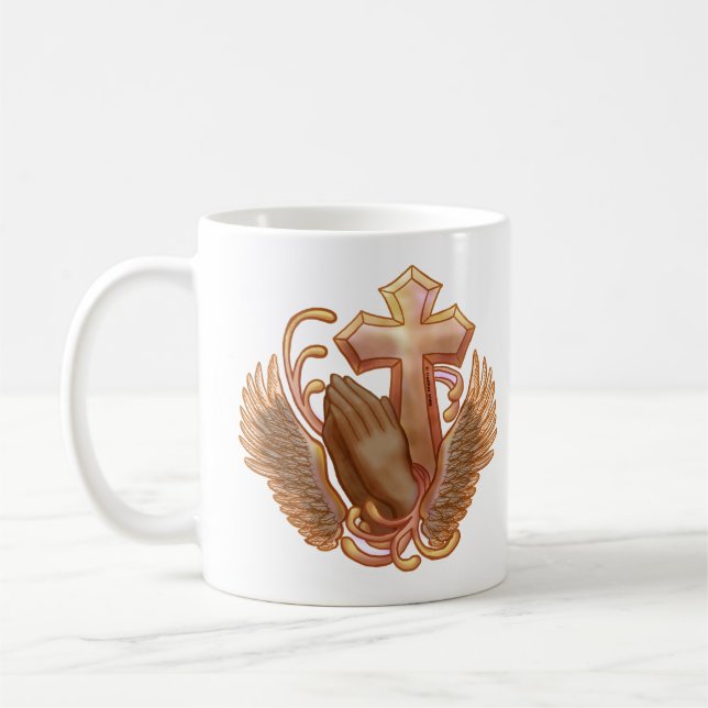 Mug mugue Croix Mains de Prière Chrétienne (Gauche)