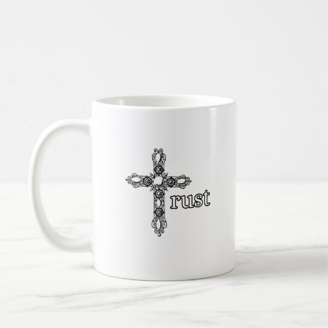 Mug Mugue Croix Ornée de Confiance Chrétien (Gauche)
