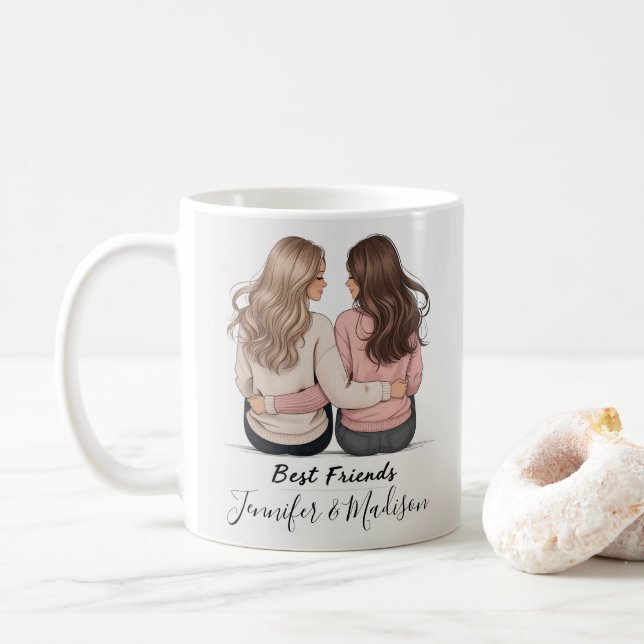 Mug Mugue Illustration Cheveux Meilleures Amies – BFF  (Avec donut)