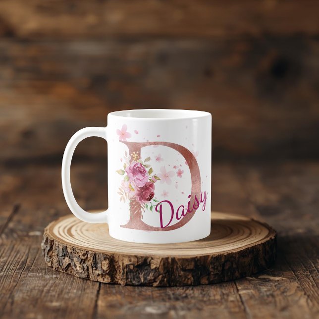 Mug Mugue Initiale Florale Personnalisée – Lettre D (Créateur téléchargé)