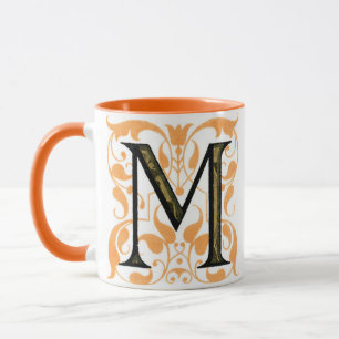 Mug Mugue 'M' Floral Or et Noir