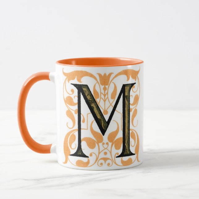 Mug Mugue 'M' Floral Or et Noir (Gauche)