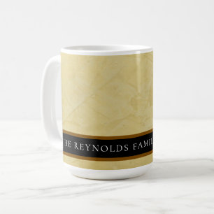 Mug Mugue Monogramme à Bande Noire et Plâtre Jaune Sol
