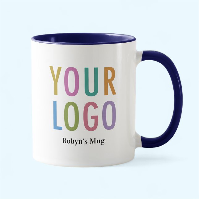 Mug Mugue Navy Blue Bicolore Logo Entreprise Nom de l' (MISOOK Navy Blue Two Tone Mug with Logo)