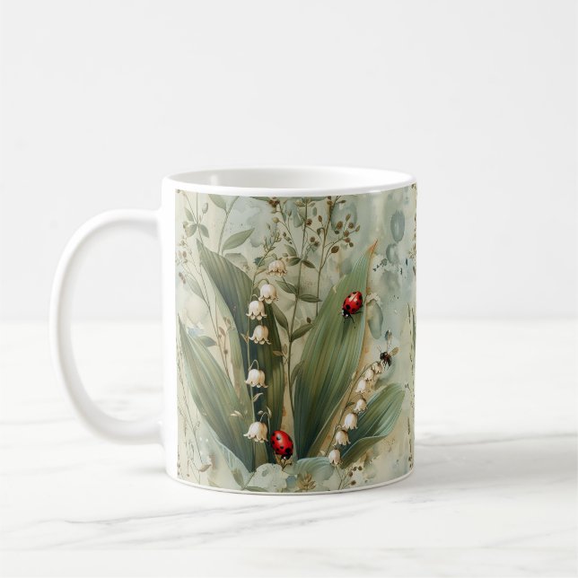 Mug Muguet Dame Coccinelle Floral   (Gauche)