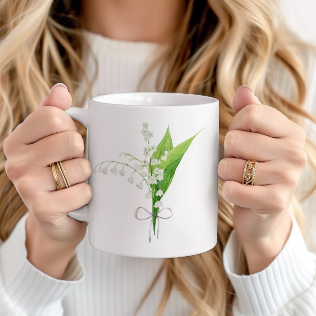 Mug Muguet de mai Fleur de naissance en céramique (Lily of the valley May birth flower personalised mug)