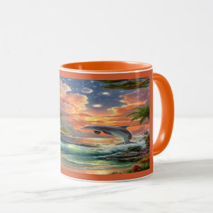 Mug Muguet Magique Dauphin Coucher de Soleil Océan Tro