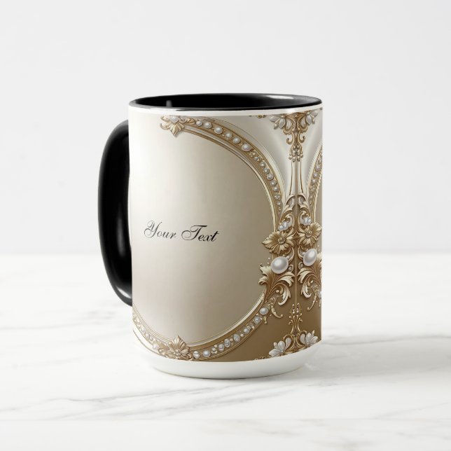 Mug Mugueuse Cadre Doré Orné de Perles (Devant gauche)