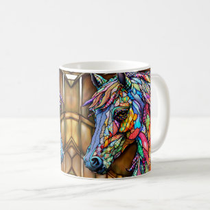 Mug Multicolor Horse Vitrail en verre Mosaïque style 1
