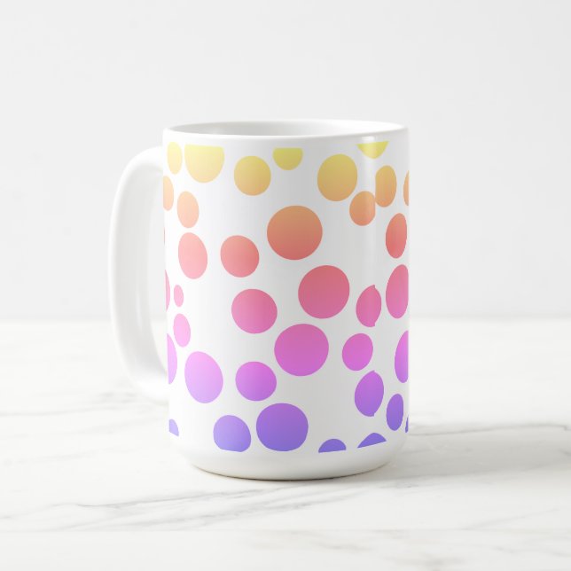 Mug multicolore rose lilas jaune à pois (Devant gauche)