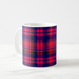 Mug Multicolore rouge et bleu avec un motif à carreaux