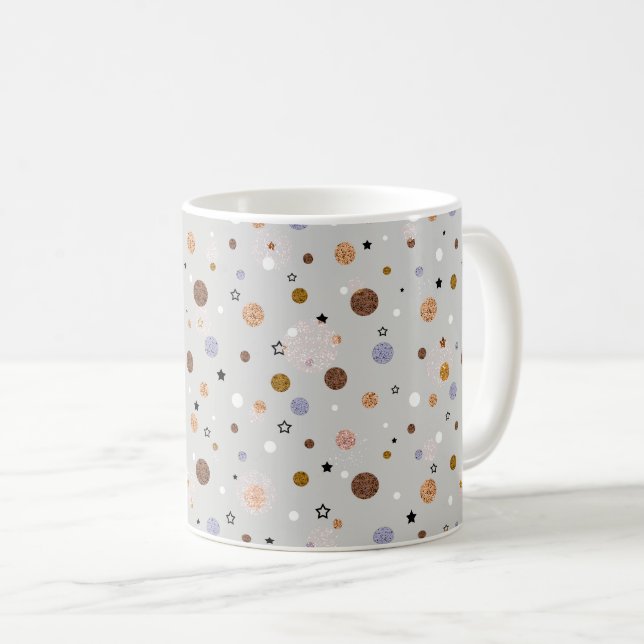 Mug Multicolored polka dots on gray. (Devant droit)