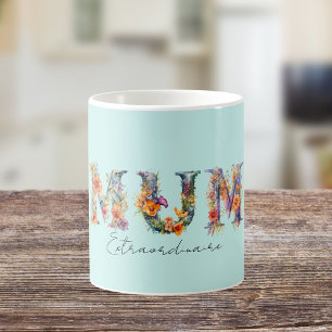 Mug Mum Extraordinaire Floral Typographie